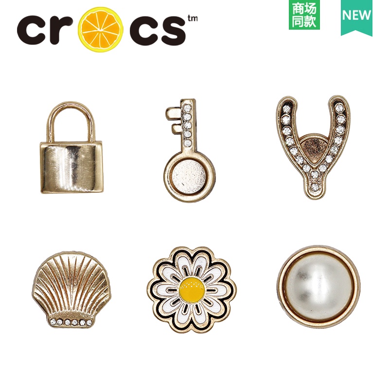 CROCS Jibbitz Phụ Kiện Trang Trí Bằng Kim Loại Đính Đá Quý Ngọc Trai Nhân Tạo Kết Hợp DIY