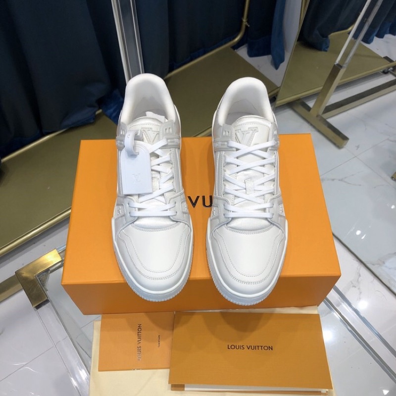 GIÀY LV TRAINERS SNEAKER ALL WHITE LAI AU DA THẬT SC