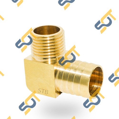 [NỐI ỐNG MỀM] Co G 1/2 (21) ren ngoài khớp nối ống nhựa đuôi chuột - Đồng (airline horse elbow connector) Cong Cút 90 độ