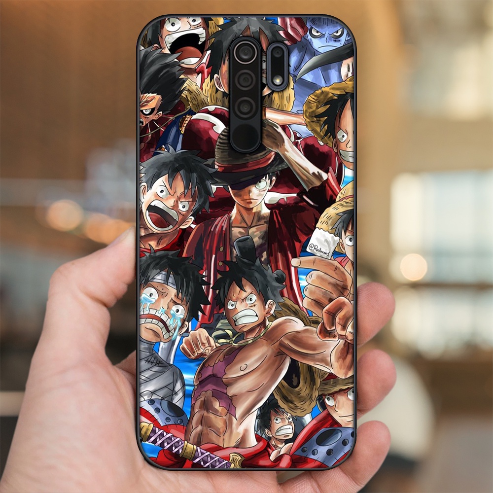 Ốp lưng Xiaomi Redmi 9 viền đen in hình Luffy One Piece