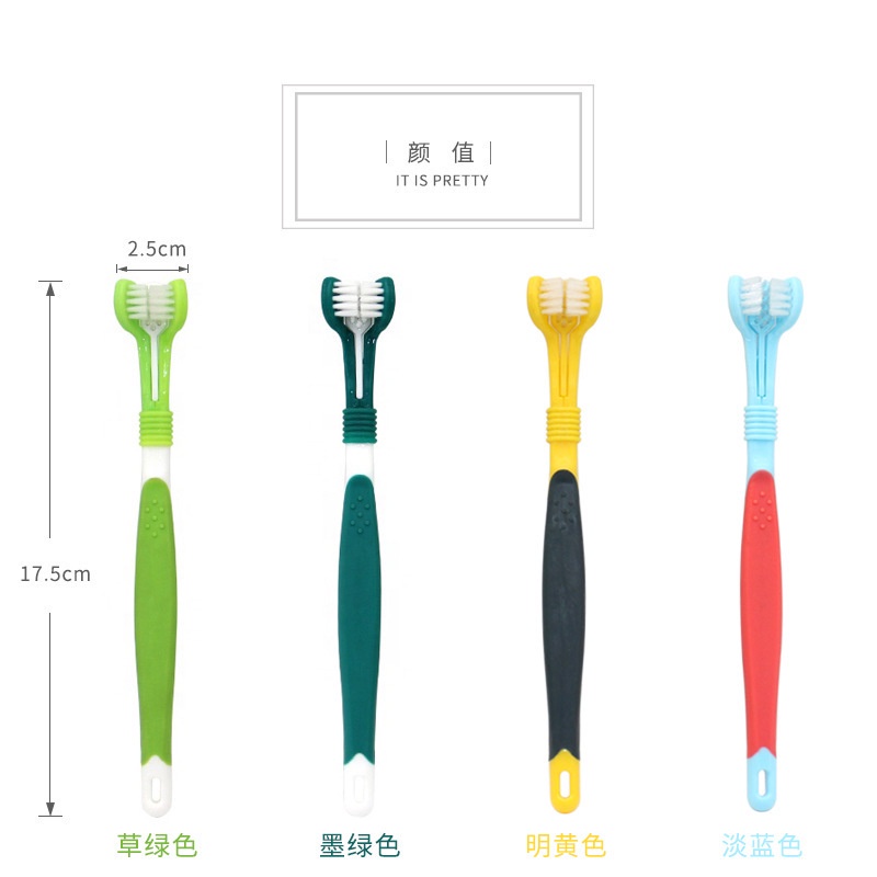 Bàn Chải Đánh Răng Chăm Sóc Răng Miệng Cho Thú Cưng Chó Mèo Vừa Và Ba Đầu