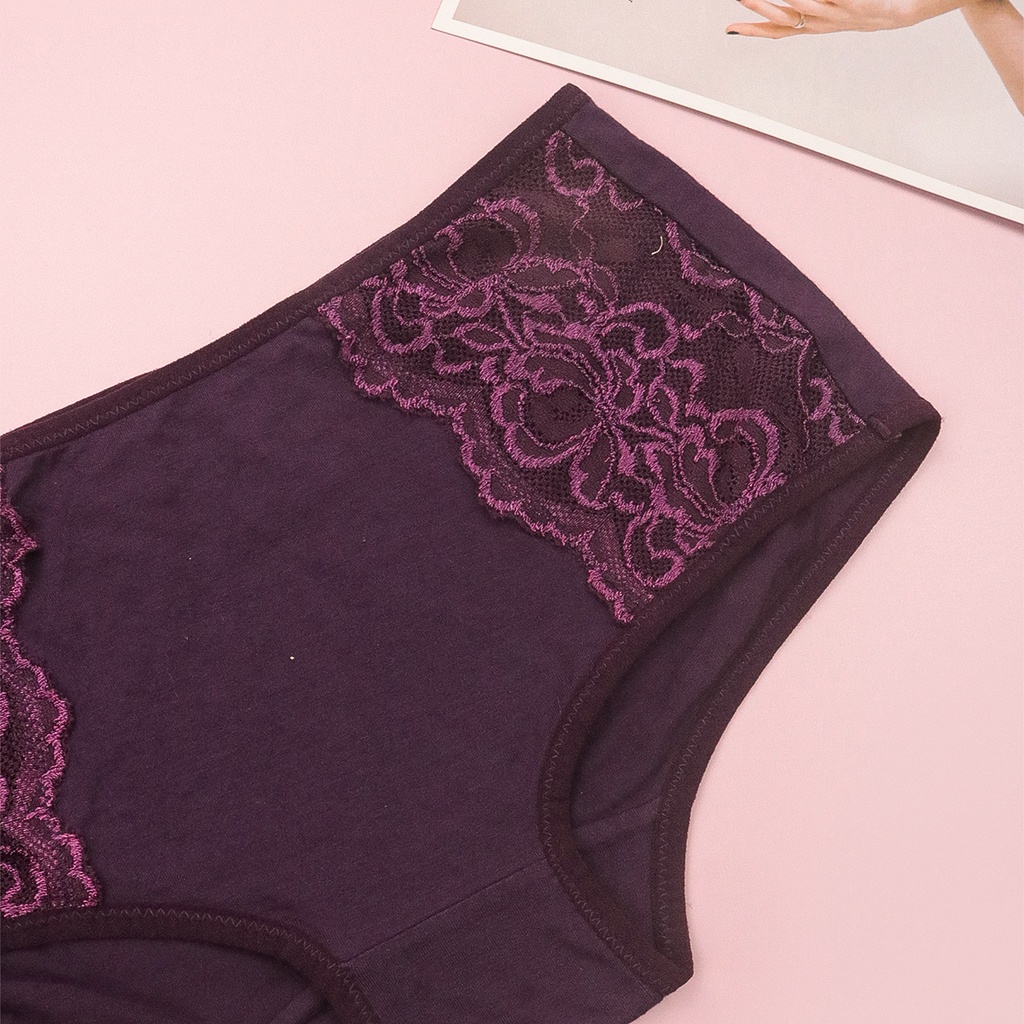 Quần Lót Nữ Cotton Cạp Vừa Nâng Mông Phối Ren Cao Cấp Luperi Kháng Khuẩn, Khử Mùi, Thoáng Khí Sp74