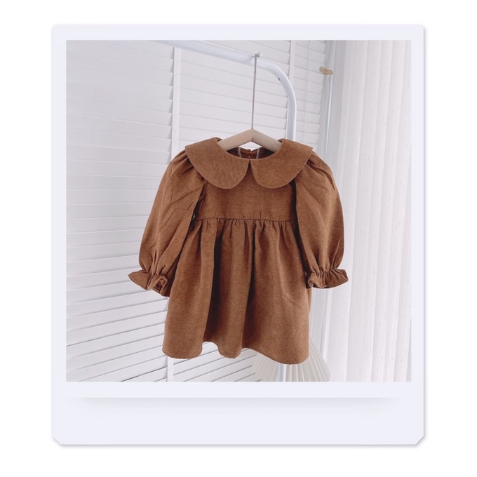 Váy thu cổ sen Vintage cho bé gái 8-20kg