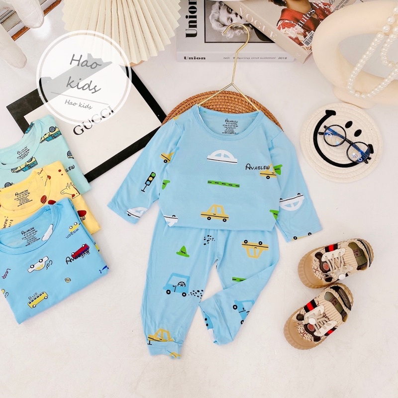 Bộ thun lạnh dài tay cho bé , Bộ Đồ Bé Trai Đồ sơ sinh Avaler Đồ ngủ bé gái Quần Áo Trẻ Em