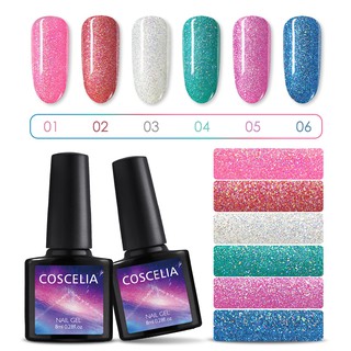 Coscelia 8ML Neon UV Gel Sơn Móng Tay Cho Móng Tay Lấp Lánh Sáng Trang Trí Đầy Màu Sắc 6 Màu Có Sẵn
