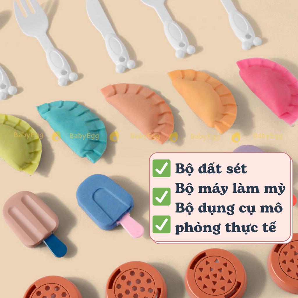 Đồ chơi đất nặn máy làm hamburger cho trẻ em nấu ăn bé trai bé gái làm mì làm kem bánh gato babyegg 3 4 5 6 tuổi