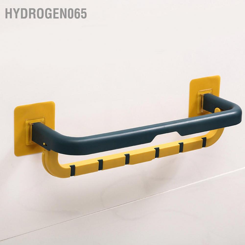 Hydrogen065 Towel Rack Double Layer Bar Folding Holder Shelf Hole Free Installation for Bathroom