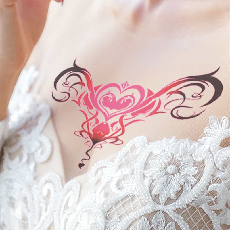 【Ready Stock】Sexy tattoo stickers pink devil love mysterious temptation charm waterproof and sweatproof lasting a variety of options available in stock