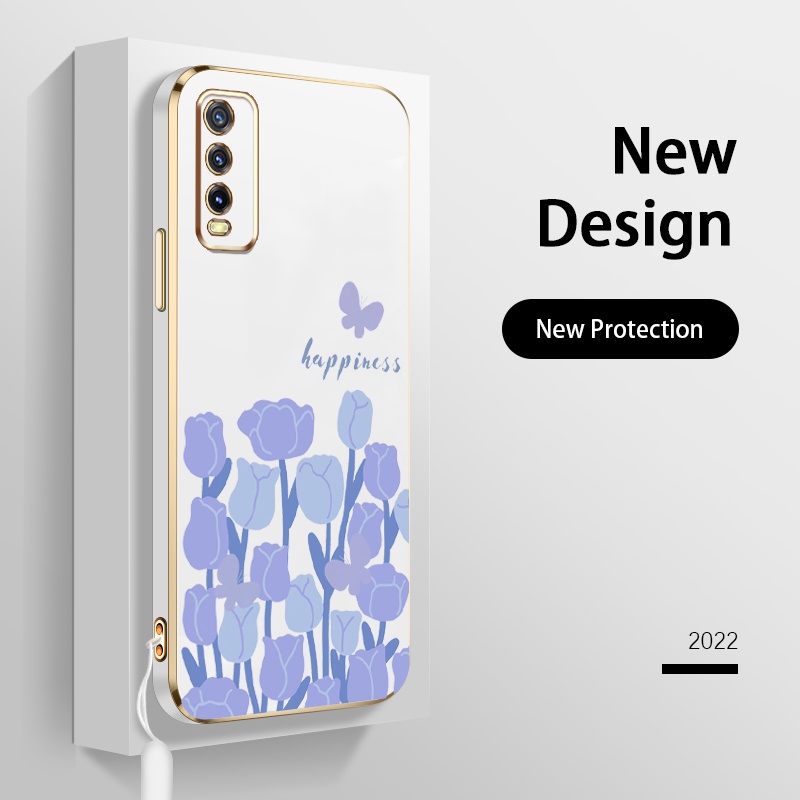 Tulip Ốp Điện Thoại Silicon Mạ Điện Họa Tiết Hoa tulip Cho vivo 2026 y20 2021 y12s 2021 y20s g y20a y12a y20i