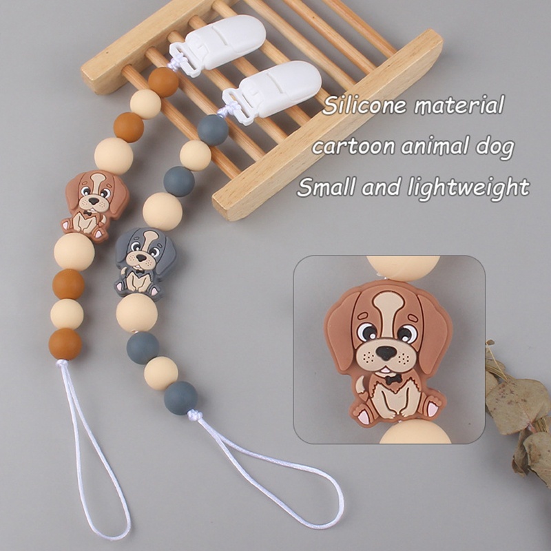 Giá Đỡ Núm Vú Giả Ngậm Mọc Răng Bằng Silicon Hình Chú Chó Dễ Thương Cho Bé Sơ Sinh