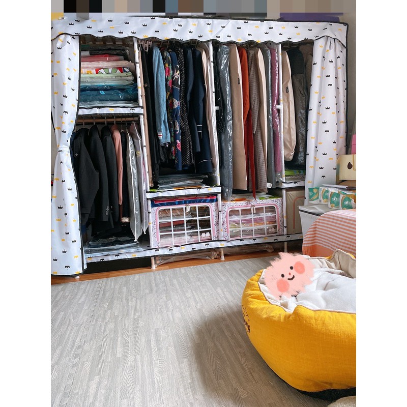 Tủ vải khung gỗ 4 buồng  8 Ngăn Bọc Nhựa lót vải tiện lợi, hữu ích, đa năng ( miễn Phí Vận Chuyển )