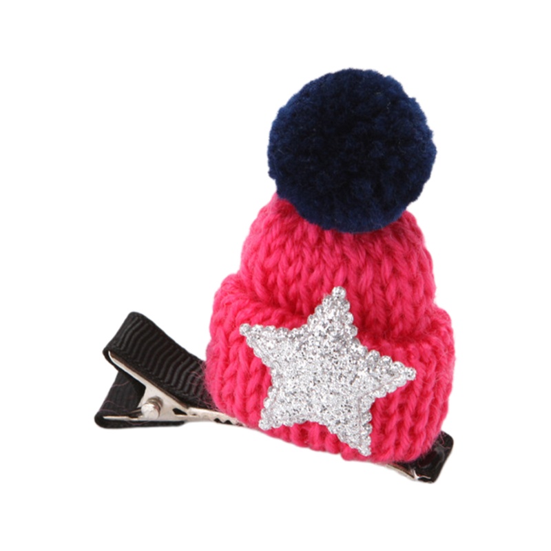 Kẹp Tóc Hình Nón Len Giáng Sinh Dễ Thương 5x5cm