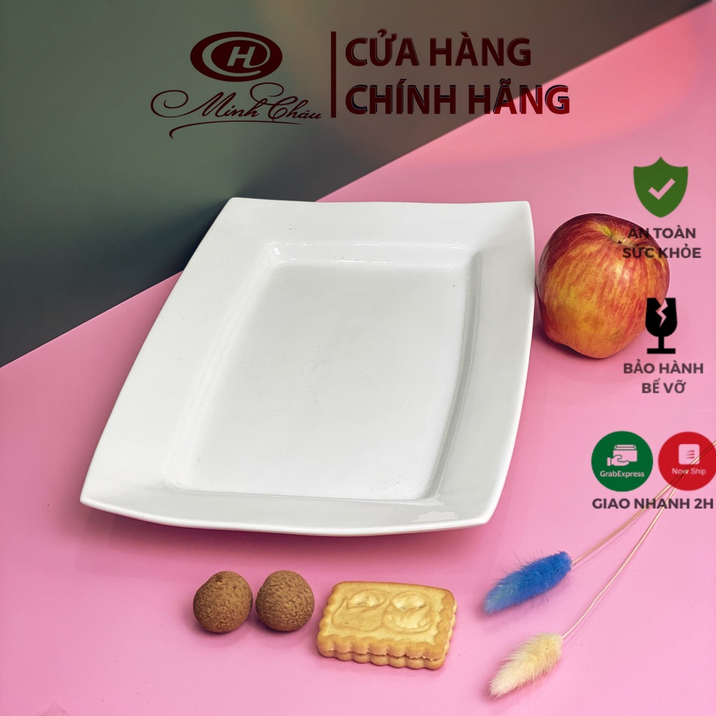 Đĩa Chữ Nhật Sâu Lòng Trắng Trơn - DHCN30 - Sứ Minh Châu