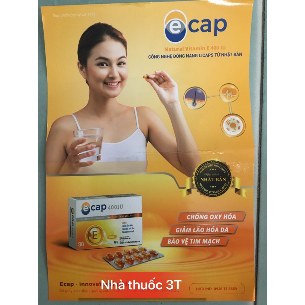 Ecap 400 Vitamin e thiên nhiên, giảm lão hoá, giảm nhăn da, chống oxy hóa, bảo vệ tim mạch. | BigBuy360 - bigbuy360.vn