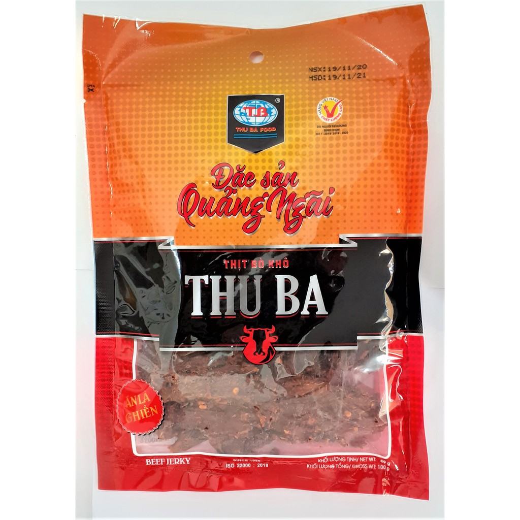 Combo 5 gói Khô bò Quảng Ngãi 100gr NEW dạng miếng mềm beef jerky snacks