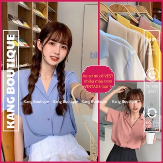Áo sơ mi nữ form rộng kiểu công sở tay ngắn bigsize cổ vest dáng Hàn Quốc chất lụa mịn LOẠI 1 Kang Boutique Mã SM007