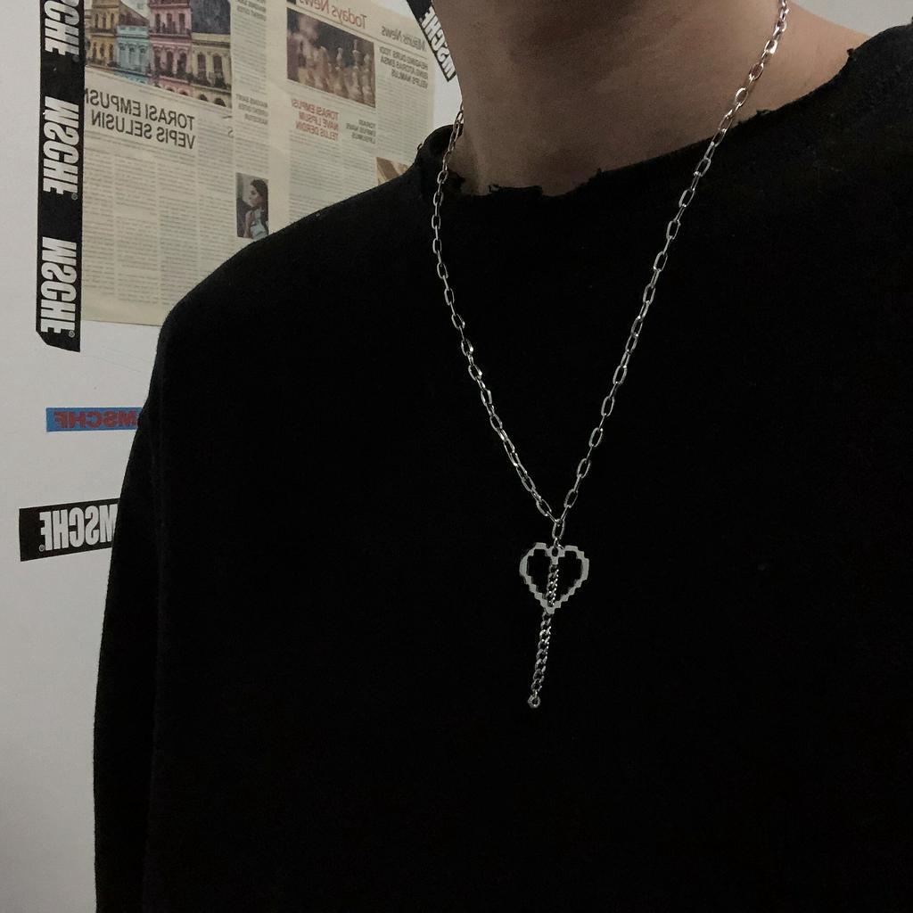 Dây chuyền 19898 mặt hình trái tim dạng khảm phong cách harajuku thời trang cổ điển vui nhộn độc đáo