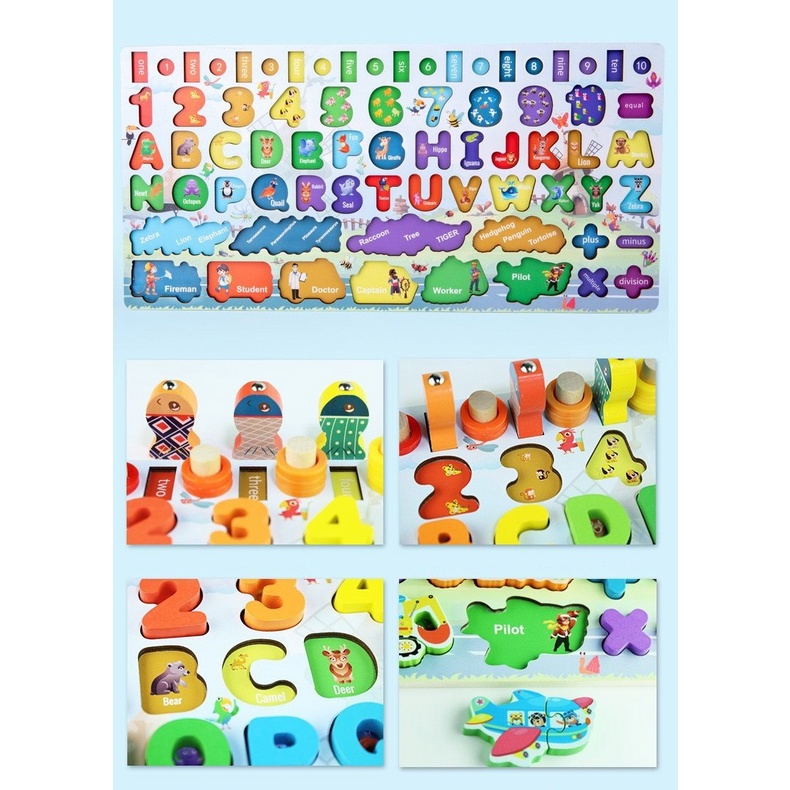 [MÃU MỚI 2023] Bộ bảng gỗ Đồ Chơi Câu Cá Ghép chữ cái Số Học Đếm Cho Bé phát triển thông Minh montessori 142 chi tiết