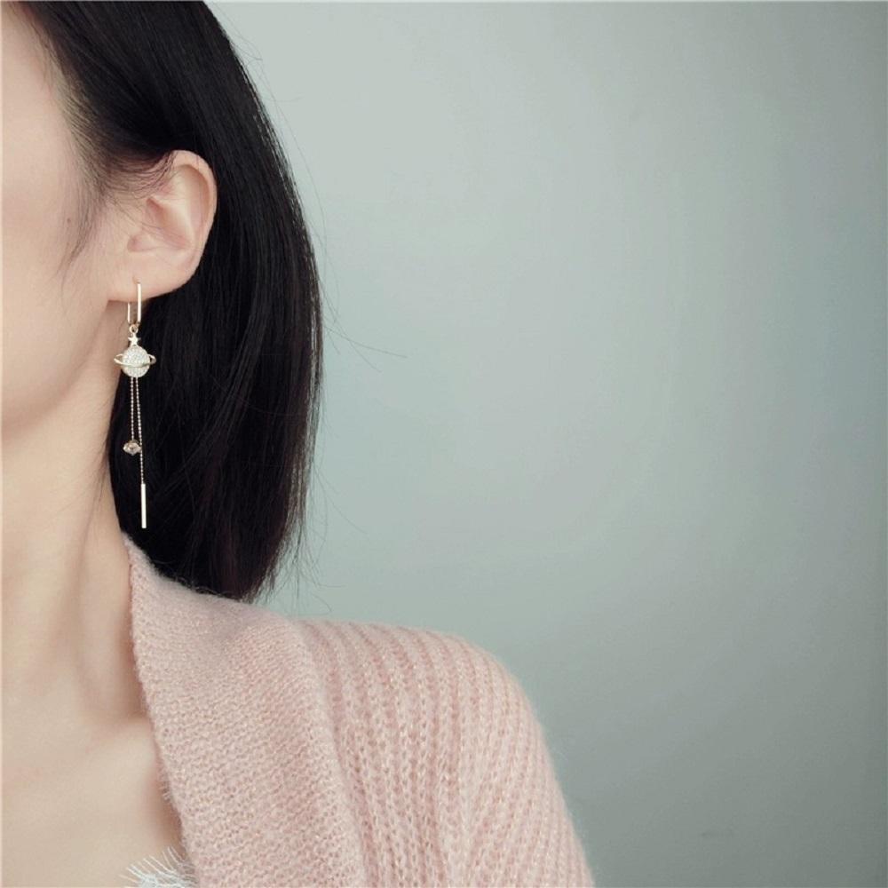 Bông Tai Dáng Dài Hình Mặt Trăng Thời Trang S925|Hành Tinh