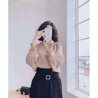 Chân váy xếp li tag vuông