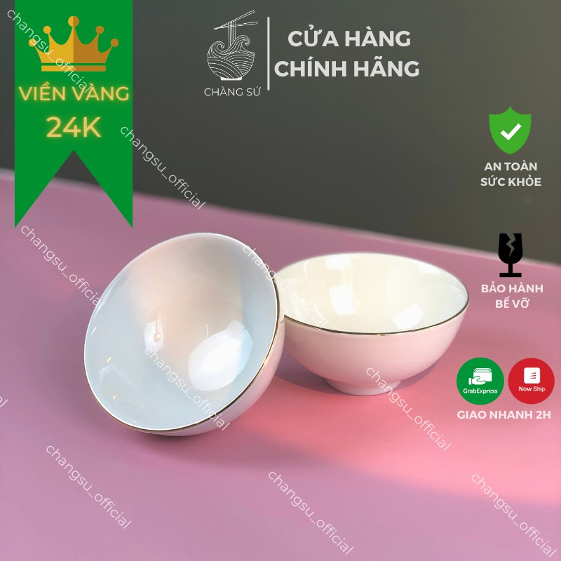 [Mã LIFEHLSALE2 giảm 10% đơn 0Đ] Bát chấm viền vàng thật 12k - Chén đựng gia vị nước chấm sứ Minh Châu đường kính 9cm