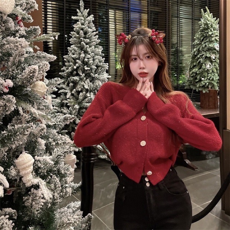 SET ÁO KHOÁC CARDIGAN LEN VÀ CHÂN VÁY KẺ CARO