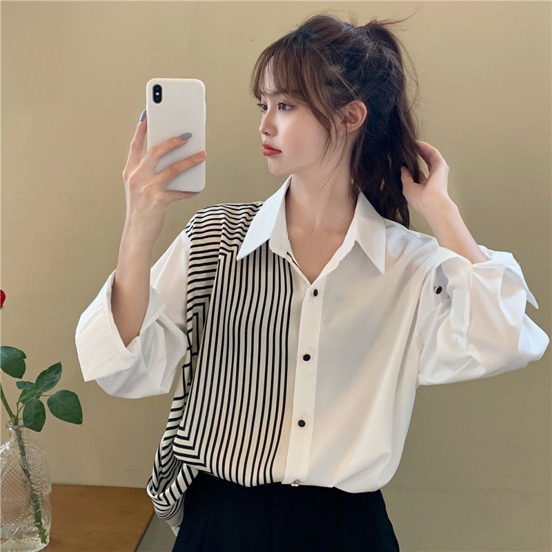 Sơ Mi Nữ Dài Tay Dáng Rộng Kẻ Sọc 573