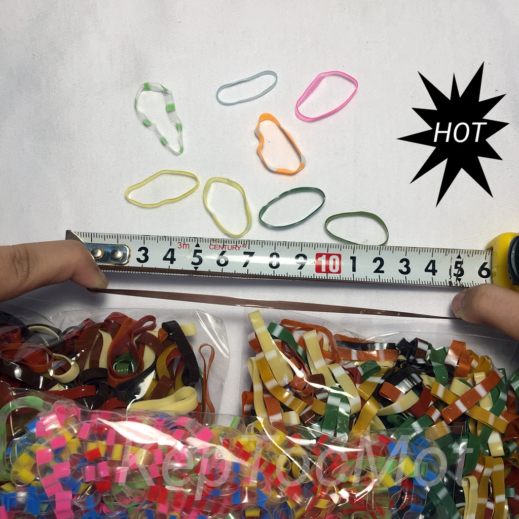 Thun thái cột tóc, chun buộc tóc, màu đen trong, giá sỉ 500g 1kg size lốn