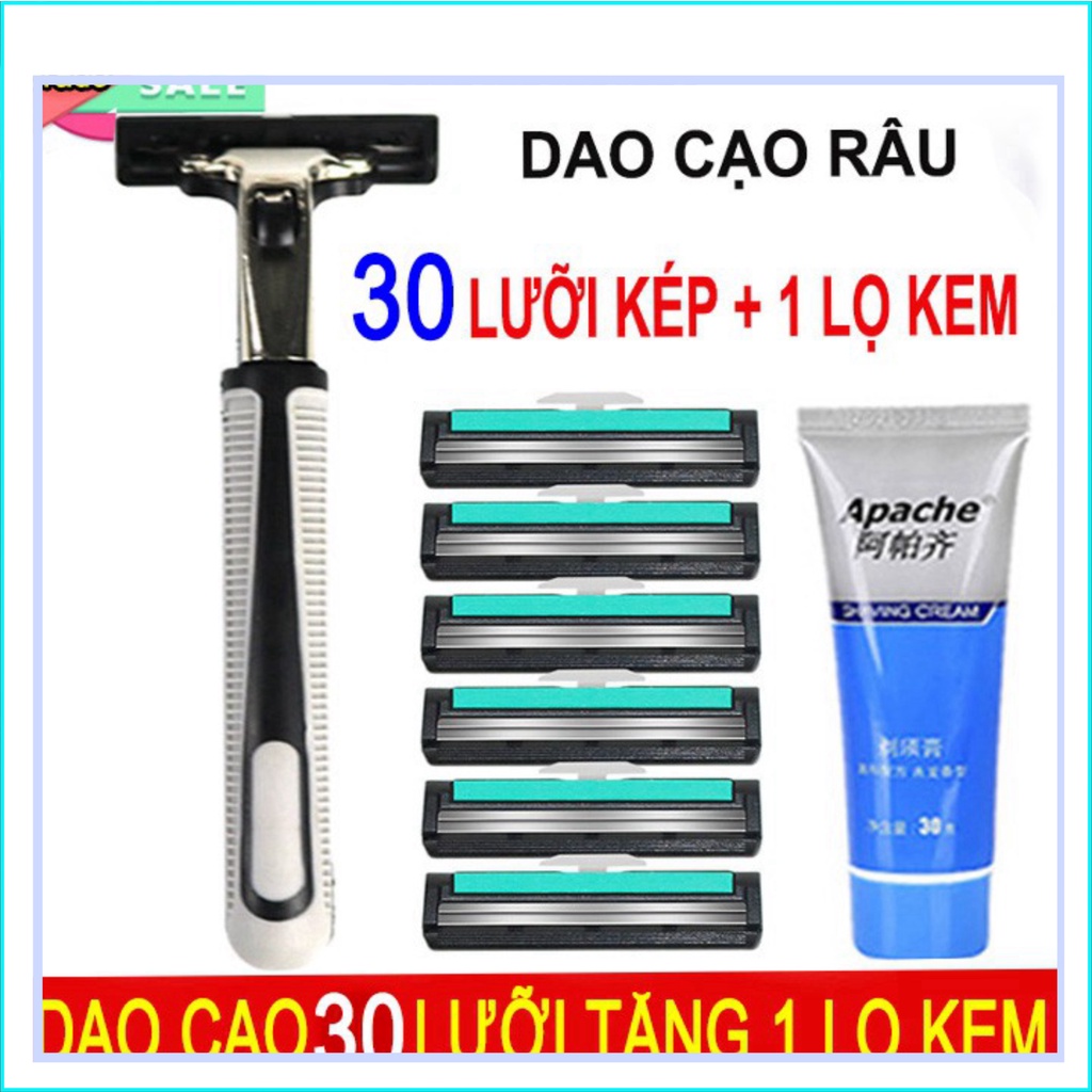 Bộ Dao Cạo râu Cho Nam Kèm 36 Lưỡi Dao Cạo Cùng 1 Lọ Kem