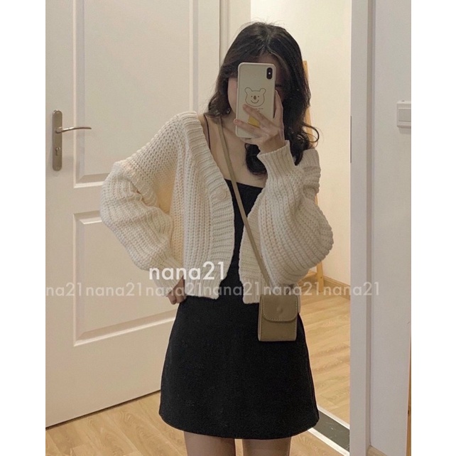 Áo khoác len cardigan 1 cúc siêu xinh