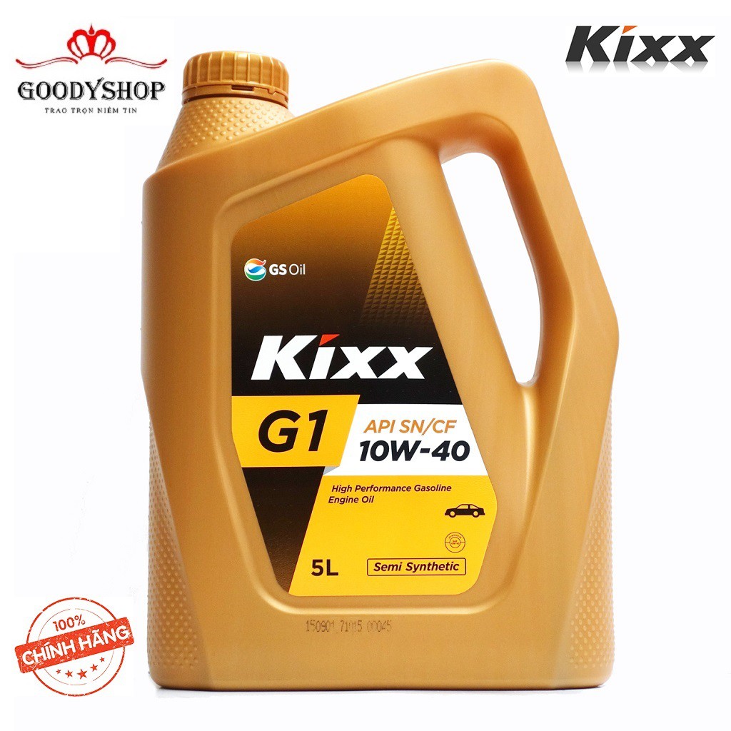 Dầu nhớt động cơ xăng cao cấp bán tổng hợp Kixx G1 10W-40 thùng nhựa 5 lít