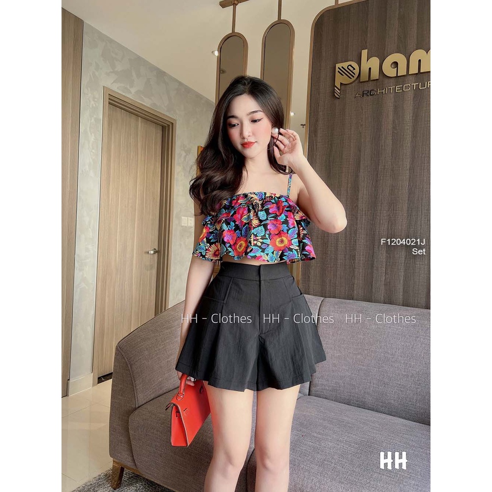 Set áo kiểu trễ vai bèo dáng croptop phối chân váy trắng dáng dài!.