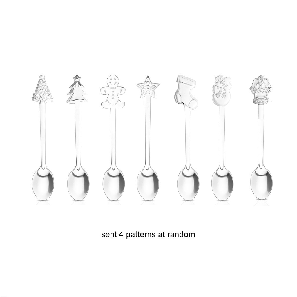 Set 4 muỗng cà phê bằng hợp kim họa tiết giáng sinh