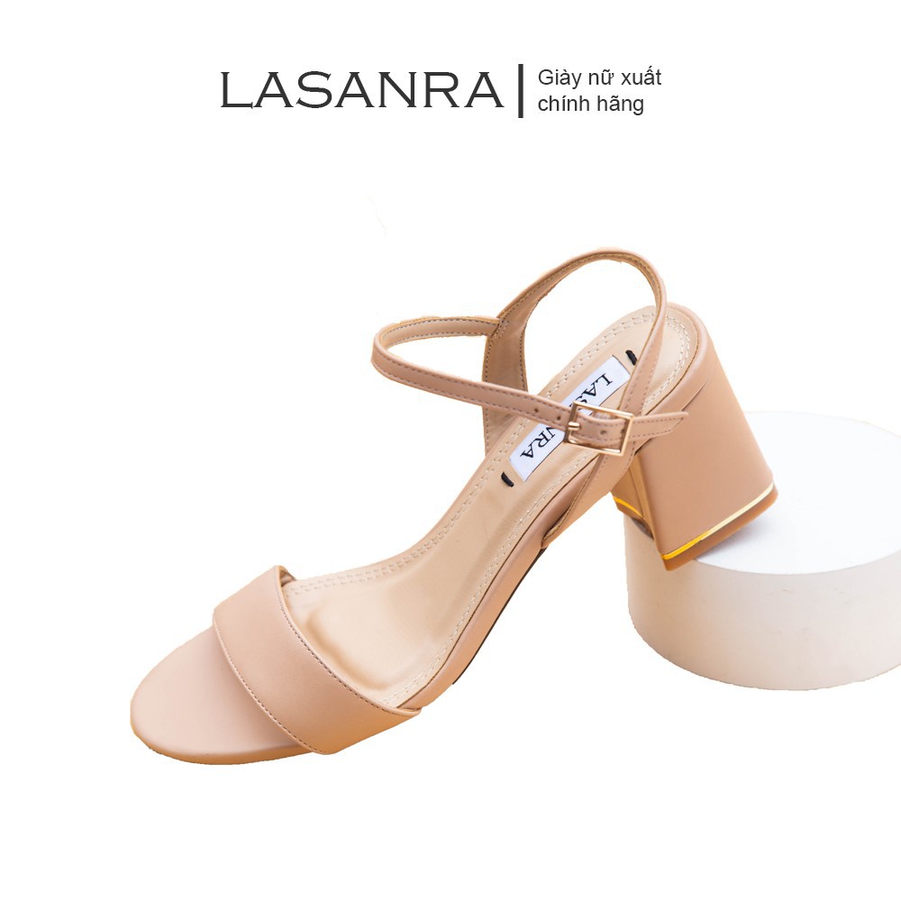 Sandal cao gót Lasanra mũi tròn, gót vuông 5cm, quai mảnh ôm chân, dễ phối đồ