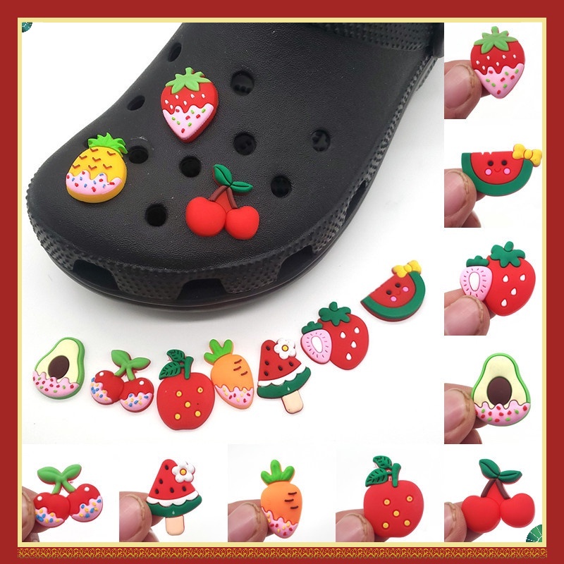 Phụ Kiện Trang Trí Khóa Giày Hình Trái Cây Táo Bằng PVC