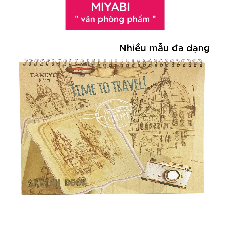 Sổ vẽ màu nước sketchbook lò xo A3 - 50 tờ / quyển - sổ vẽ sketchbook cao cấp - MIYABI STORE