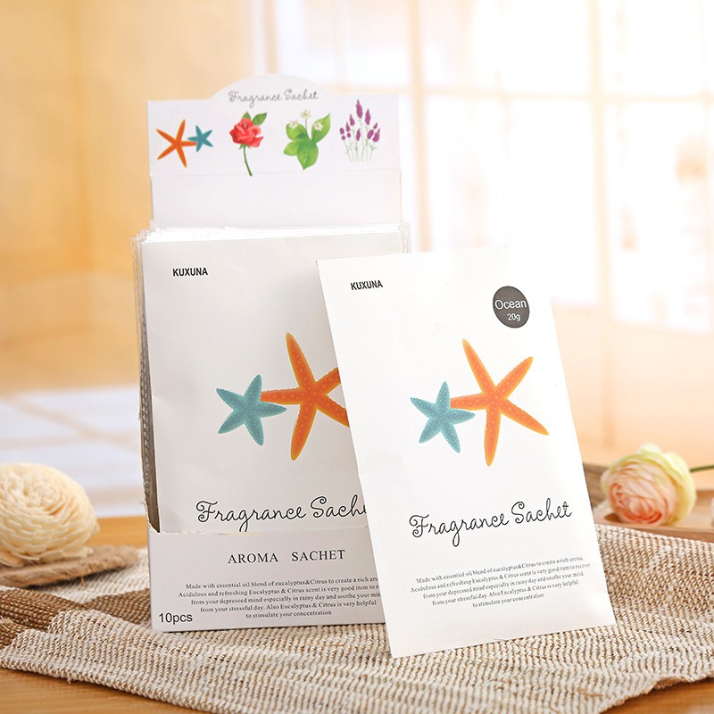 Túi Thơm (10 Gói) Cho Tủ Quần Áo / Xe Hơi / Ngăn Kéo / Ngăn Kéo Hương Thơm Tự Nhiên Có Móc Treo