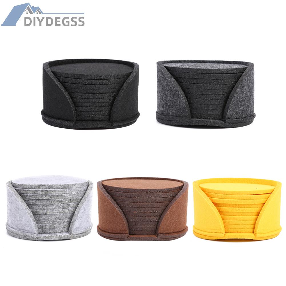Set 10 Đế Lót Ly Hình Tròn Bằng Vải Nỉ Cách Nhiệt Tiện Dụng Diydegss2