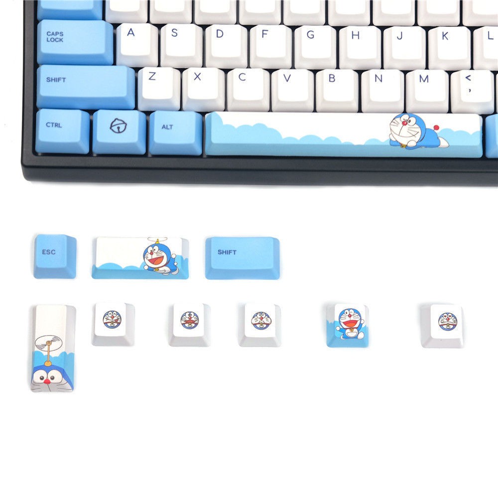 ↂ✾Bàn phím cơ Doraemon màu xanh mèo kêu leng keng thăng hoa PBT keycap 104IKBC108 / 87 Big Filco