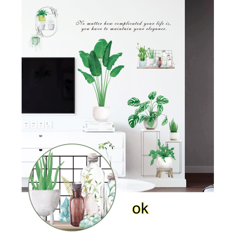 Decal dán tường trang trí - BỘ MỚICHẬU CÂY XANH MỚI