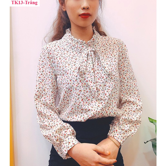 TK13 ÁO HOA CỔ TRỤ CỘT NƠ SALE LẺ SIZE