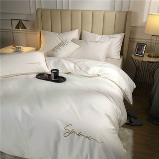 Bộ chăn ga gối lụa sumoi 4 món hàng cao cấp nhiều màu chọn lựa - màu trắng tinh
