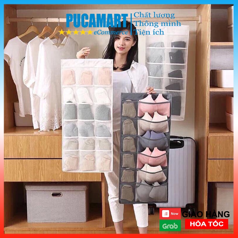 Túi Treo Đồ Lót, Vớ 30 Ngăn 2 Mặt PUCA, Túi Đựng Đồ Lót  Nhiều Ngăn, Chất Liệu Vải Dày Bền Tiện Lợi