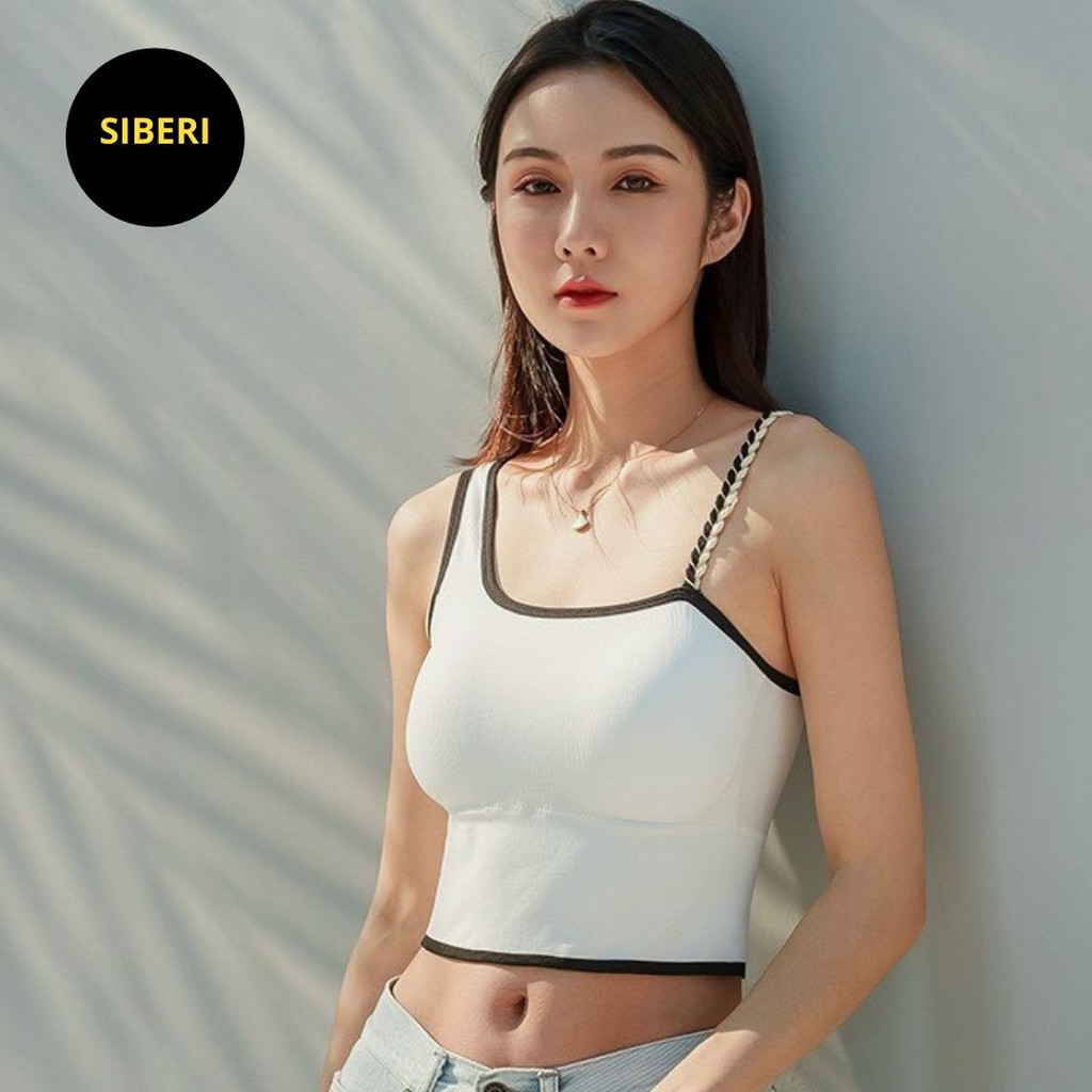 Áo bra cotton, Áo lót nữ thun co giãn 4 chiều, quai xích mềm mại, lệch vai sang chảnh, phong cách mới lạ _ Siberi
