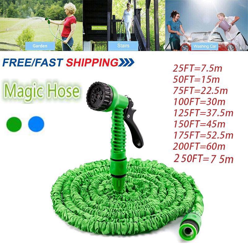 Ống nước 25FT-250FT bằng nhựa kèm vòi xịt tiện lợi dễ sử dụng cho sân vườn