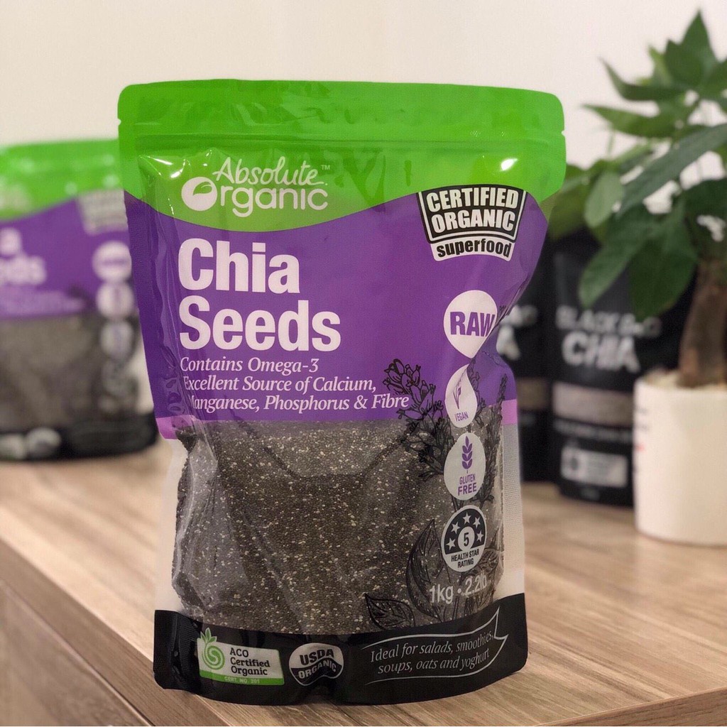 Hạt Chia Úc Tím- nhập khẩu- Organic Chia Seeds [Bịch 1kg] -DATE 2023- GIẢM CÂN