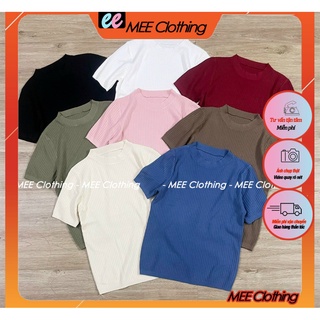 Áo len trơn cổ tròn ngắn tay basic - áo len mịn hàng QC
