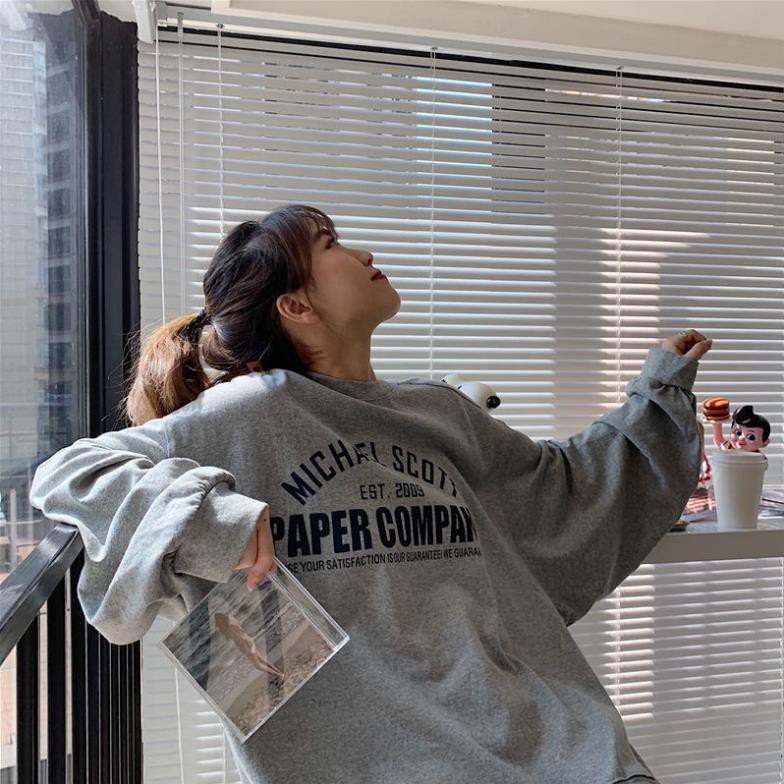 Áo khoác nam nữ thể thao ulzzang Paper company màu xám 🌸 Áo sweater hoodie kiểu dáng thể thao form rộng unisex K33 | BigBuy360 - bigbuy360.vn