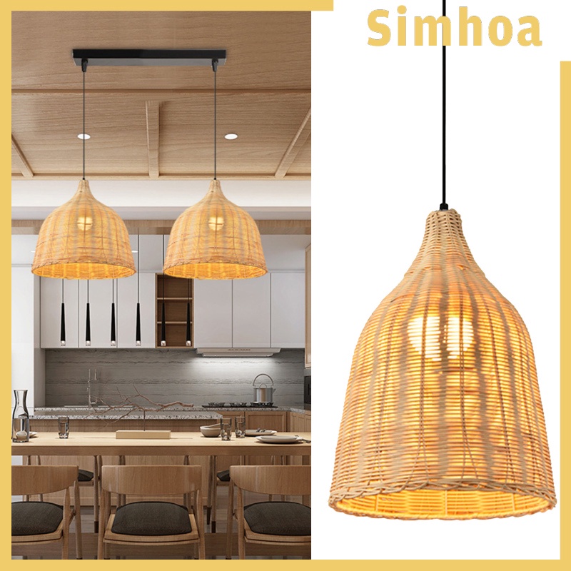 [SIMHOA] Weave Rattan Ceiling Pendant Light Fixtures Hotel Bar Chandeliers