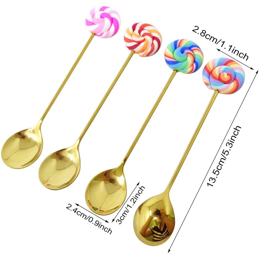 Bộ Muỗng Nĩa Ăn Tráng Miệng Hình Bánh Donut Bằng Thép Không Gỉ 304